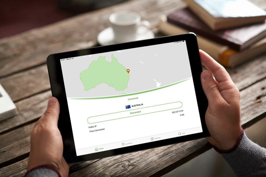 IPVanish app on tablet