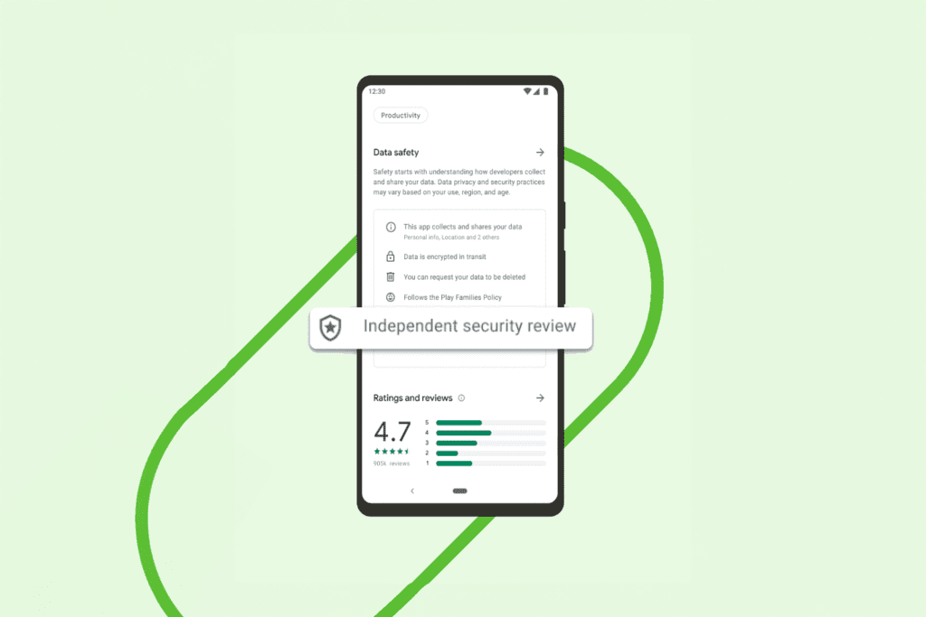 A visualization of the badge displayed in the Play Store for apps like IPVanish that receive the Google Secure VPN Certificate
