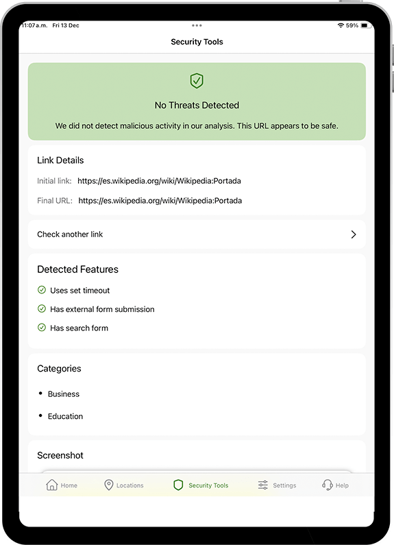 Link Checker on iOS